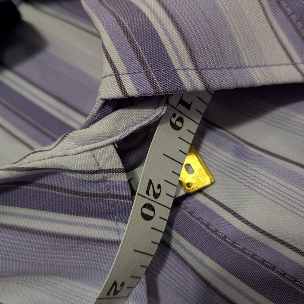 DCC Stretch Women's Striped Purple Button Down Shirt (1X) - Picture 8 of 12